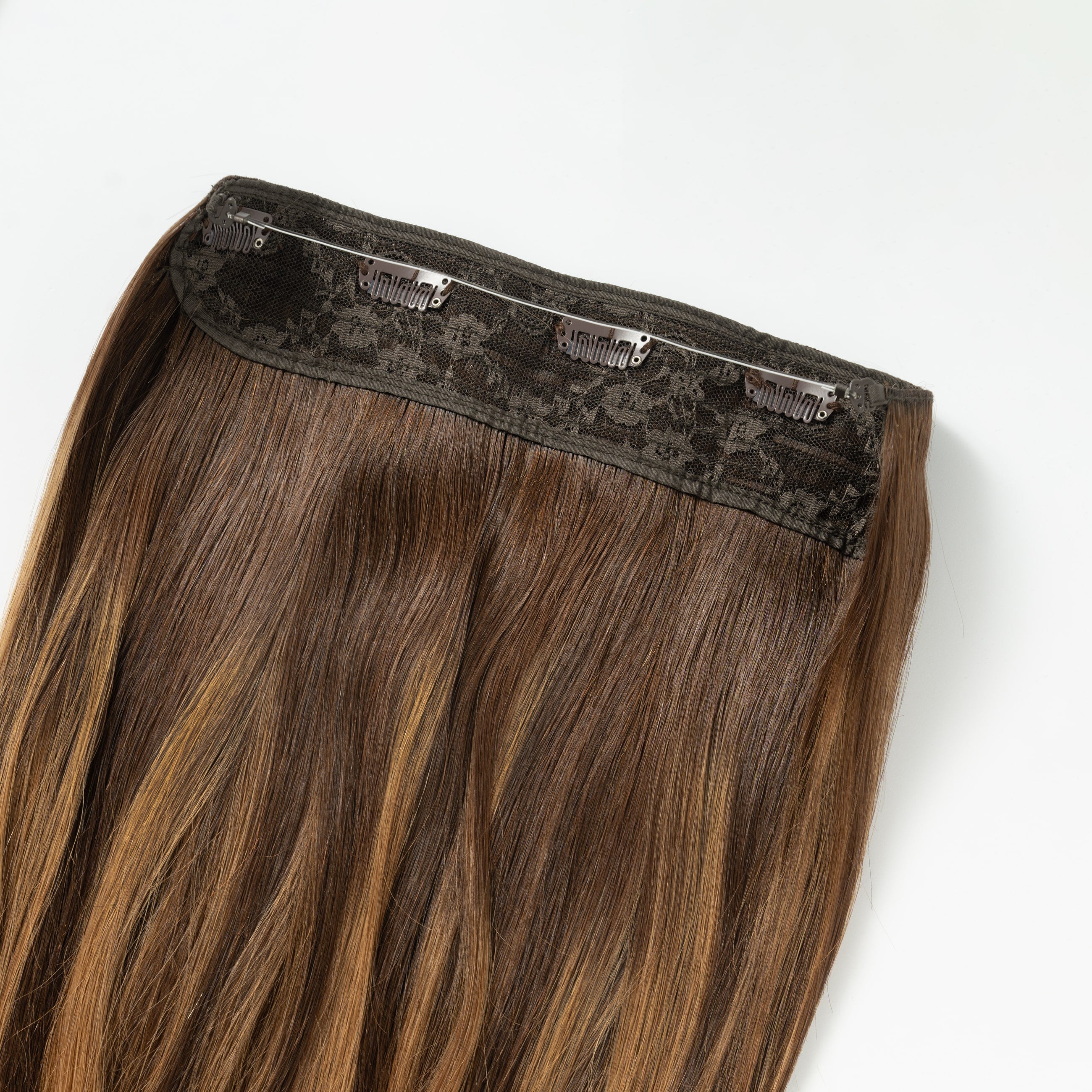 Halo hair extensions - Warm Brown Balayage 2+7