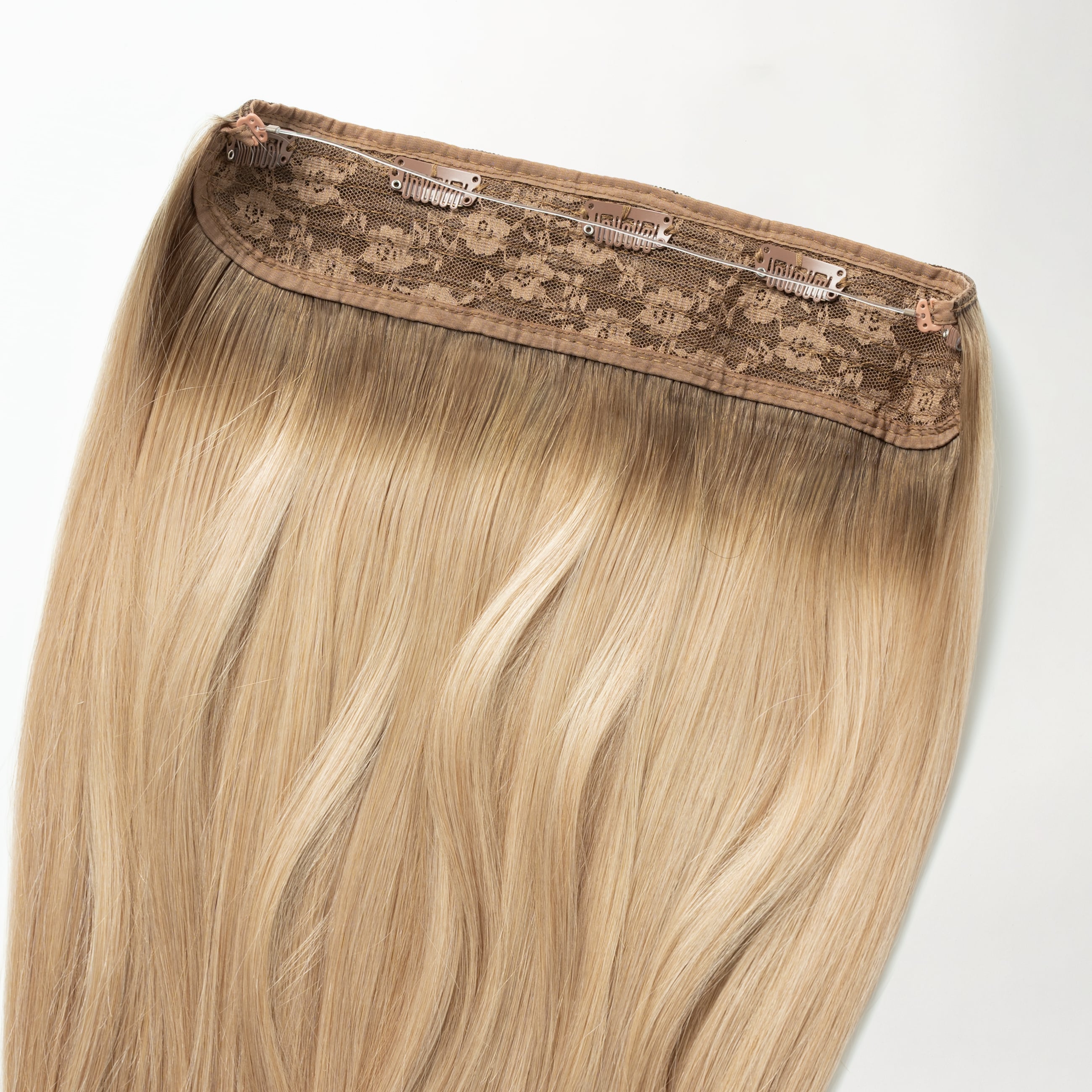 Halo hair extensions - Natural Blonde Root 5B+15