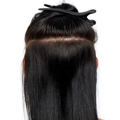 Påsætning af tape extensions Step 2