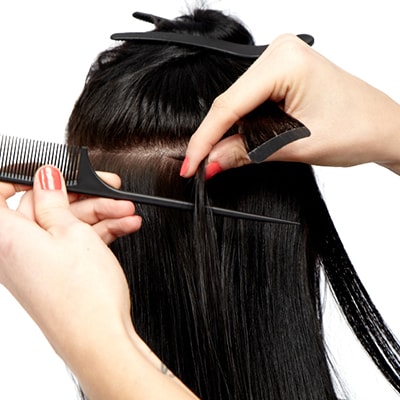 Påsætning af tape extensions Step 5