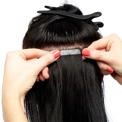 Påsætning af tape extensions Step 8