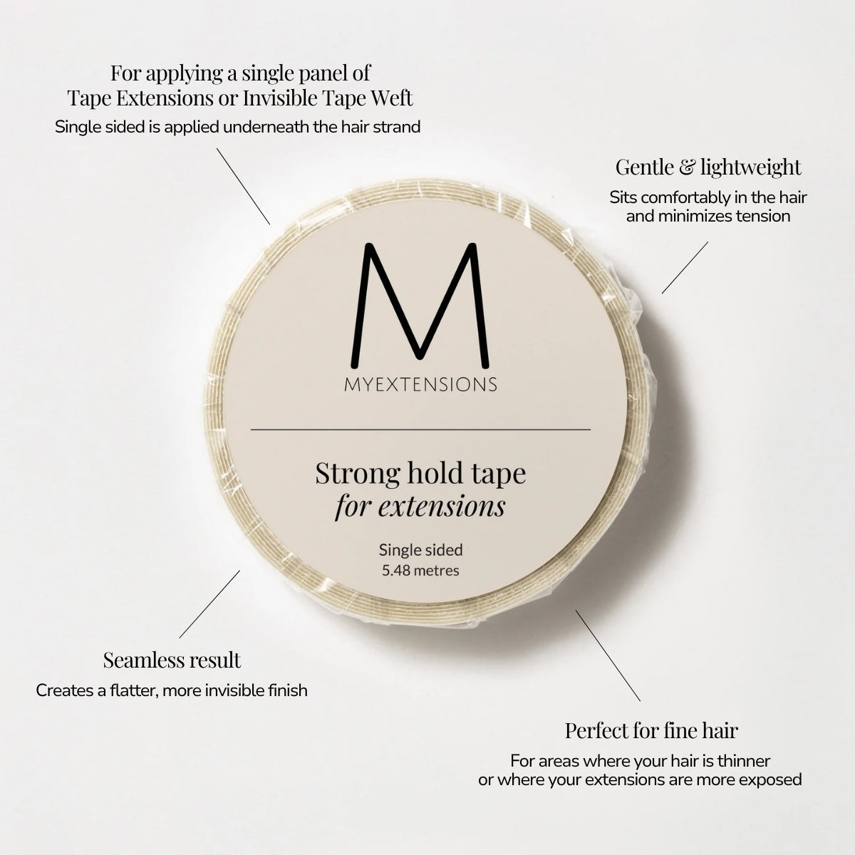 Single sided tape til extensions - Rulle