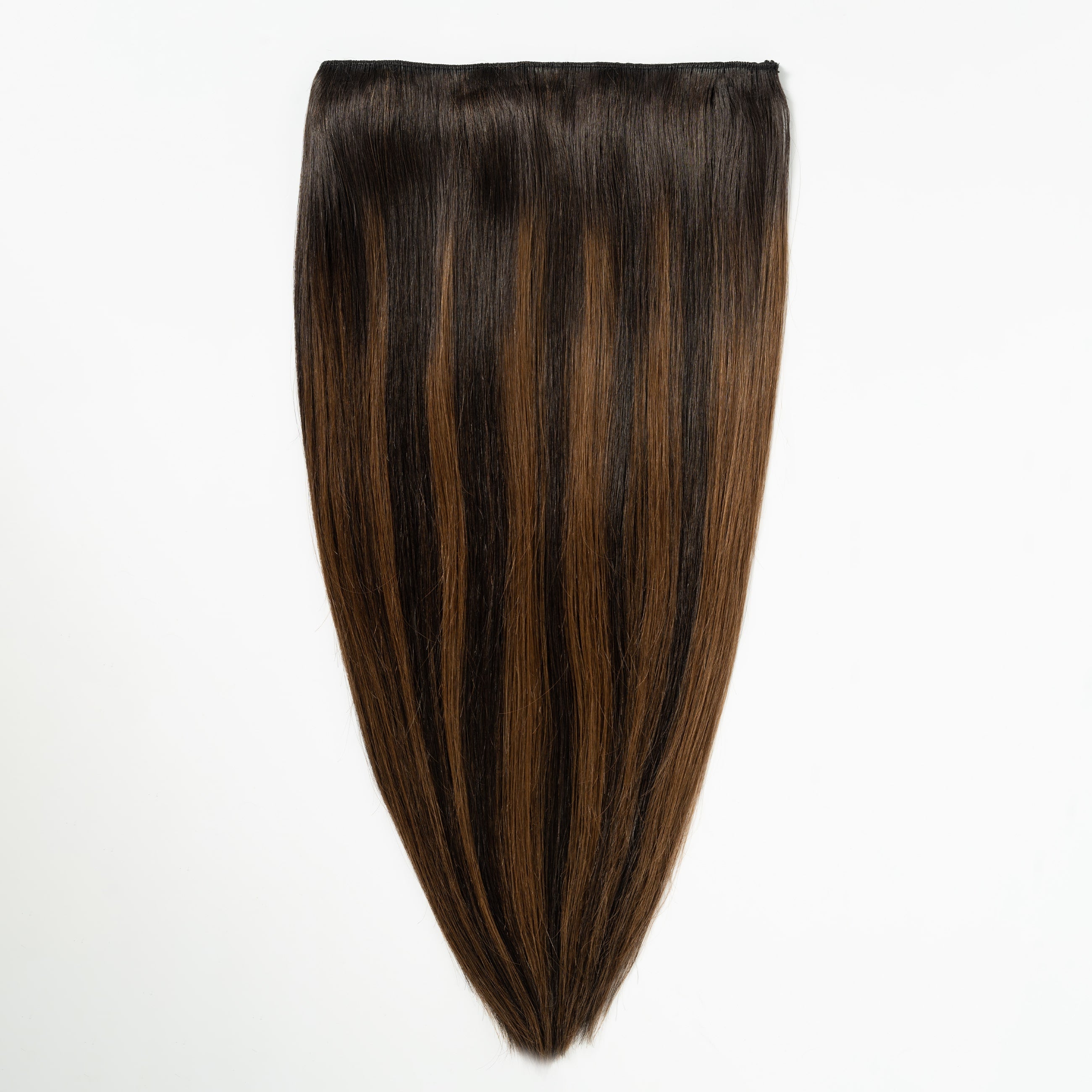 Halo hair extensions - Dark Chocolate Brown Balayage 1A+4