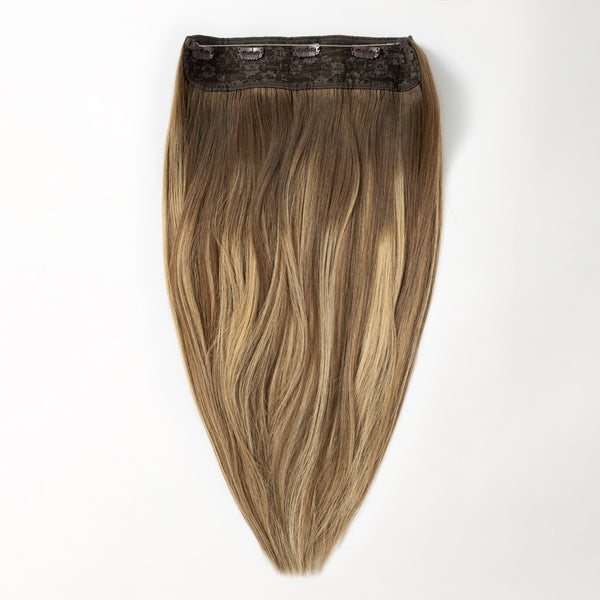 Halo hair extensions - Dark Chocolate Brown Balayage 1A+4